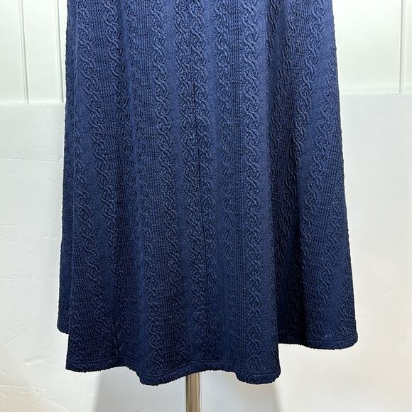 Julia Jordan Sweetheart Neck Long Sleeve Knit Dress Navy Blue Textured Size 14 - Picture 15 of 16